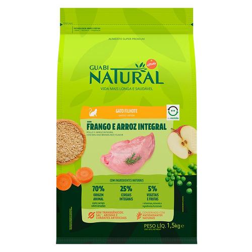 Ração Guabi Natural Frango e Arroz Integral para Gatos Filhotes - 1,5 Kg