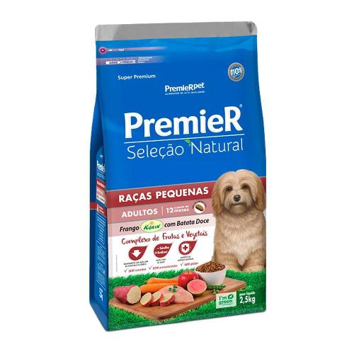 Ração Premier Pet Seleção Natural Cães Adultos Raças Pequenas Frango Korin com Batata Doce - 2,5 Kg