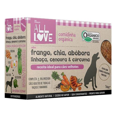 Comidinha Orgânica All Love Frango, Chia, Abóbora, Linhaça, Cenoura & Cúrcuma para Cães Velhotes