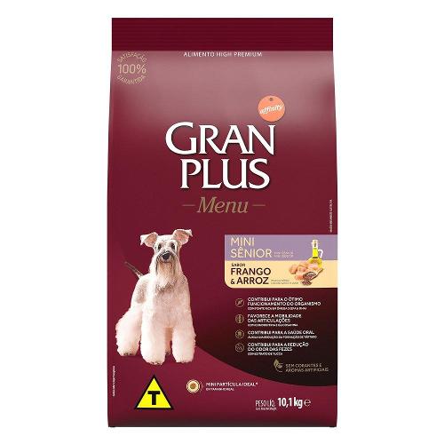 Ração GranPlus Menu Frango e Arroz Cães Sênior Mini- 10,1 Kg