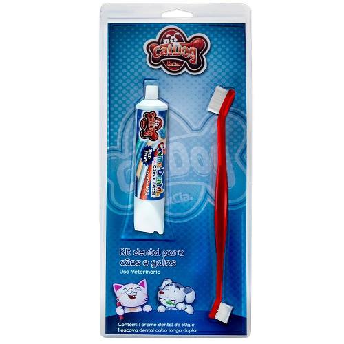 Kit Dental CatDog & Cia Escova e Creme Dental Tutti-Frutti para Cães e Gatos - Tutti-Fruti