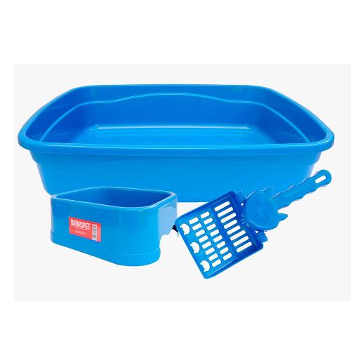 Kit Banheiro Brinqpet 3 Peças Azul para Gatos - Tam. Único