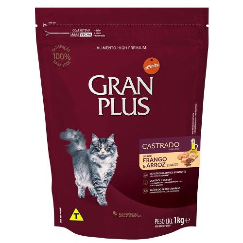 Ração GranPlus Frango e Arroz Gatos Castrados Adultos - 1 Kg