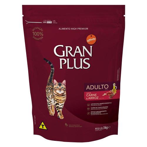 Ração GranPlus Carne e Arroz para Gatos Adultos - 3 Kg