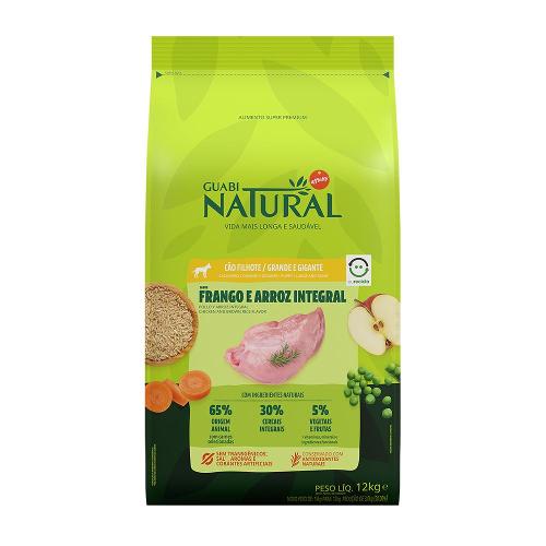 Ração Guabi Natural Frango e Arroz Integral para Cães Filhotes Raças Grandes e Gigantes - 12 Kg