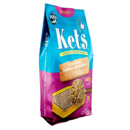 Granulado Higiênico Alfapet Kets Madeira para Gatos - 10 Kg