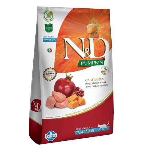 Ração Farmina N&D Pumpkin Frango, Abóbora e Romã para Gatos Adultos Castrados - 400 g