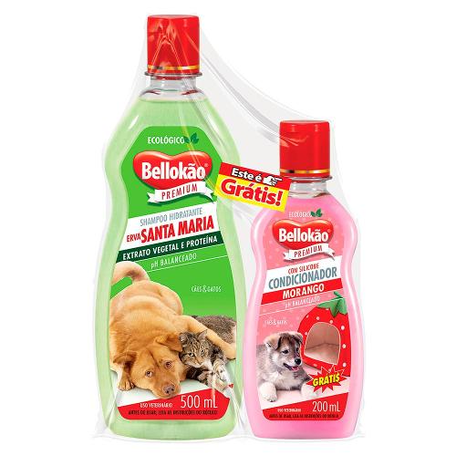 Kit Bellokão Shampoo Erva Santa Maria + Condicionador Morango - Kit