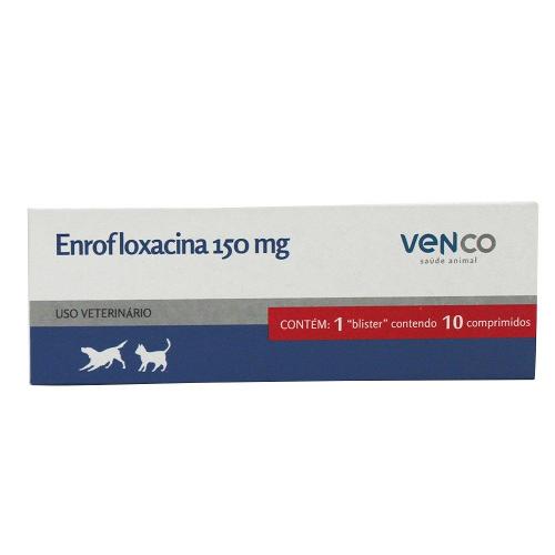 Antibiótico para Cães e Gatos Enrofloxacina Vencofarma 10 Comprimidos - 150 mg