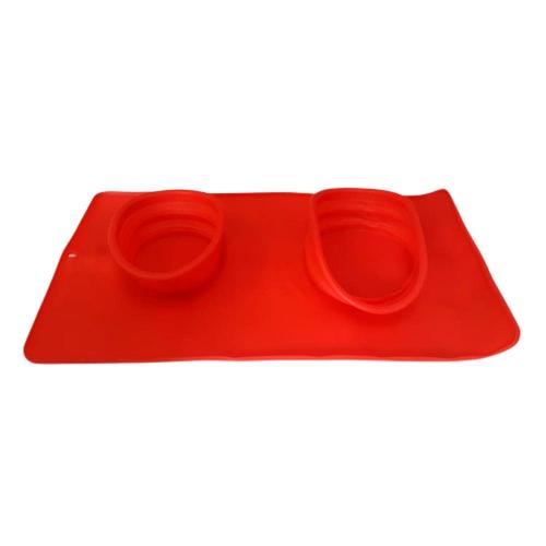 Comedouro e Bebedouro Silicone Redondo Vermelho - Tam. Único