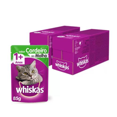 kit Ração Úmida Whiskas Sachê Cordeiro ao Molho para Gatos Adultos - 40 Unidades