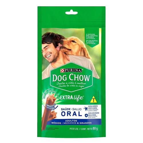 Petisco Purina Dog Chow Oral para Cães Adultos Porte Médio e Grande Sabor Frango - 3 Unidades