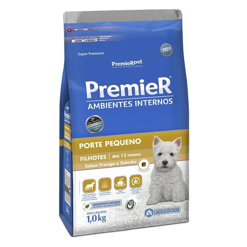 Ração Premier Pet Ambientes Internos Cães Filhotes Frango e Salmão - 1 Kg