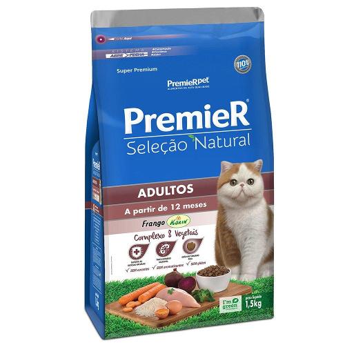 Ração Premier Seleção Natural para Gatos Adultos - 1,5 Kg