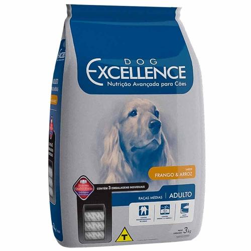 Ração Seca Dog Excellence Frango e Arroz para Cães Adultos Raças Médias - 3 Kg