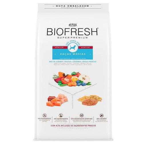 Ração Seca Biofresh Mix de Carne, Frutas, Legumes e Ervas Frescas Cães Sênior de Raças Médias