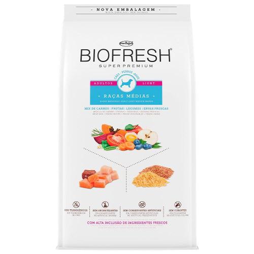 Ração Seca Biofresh Mix de Carne, Frutas, Legumes e Ervas Frescas Light Cães de Raças Médias