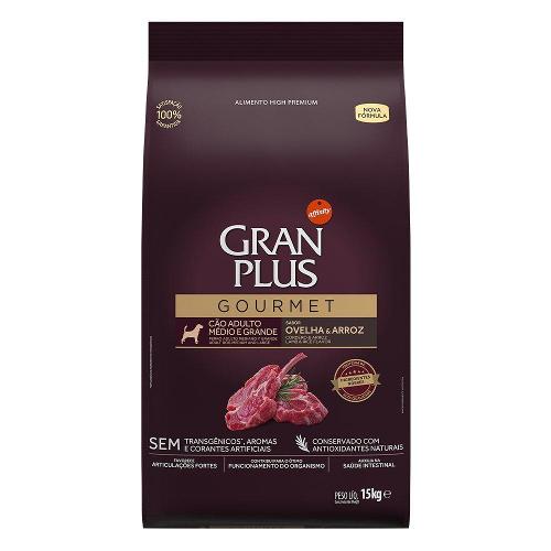 Ração Seca GranPlus Gourmet Ovelha & Arroz para Cães Adultos Raças Médias e Grandes - 3 Kg