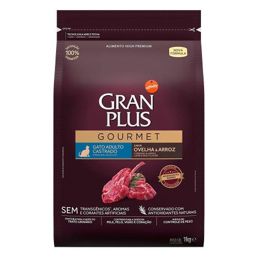 Ração GranPlus Gourmet Ovelha & Arroz Gatos Castrados - 1 Kg