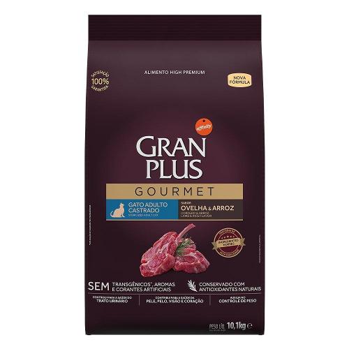 Ração Seca GranPlus Gourmet Ovelha & Arroz para Gatos Castrados - 10,1 Kg