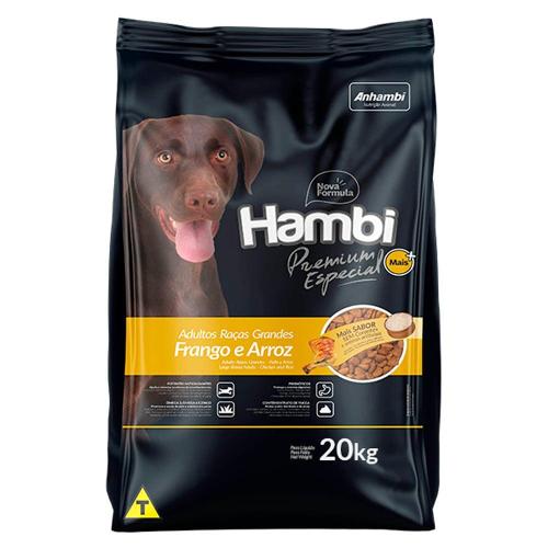 Ração Seca Hambi Premium Especial Frango e Arroz para Cães Adultos Raças Grandes - 20 Kg