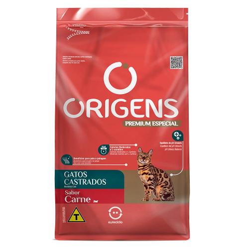 Ração Seca Origens Premium Especial Carne para Gatos Castrados - 3 Kg