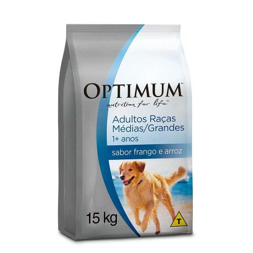Ração Seca Optimum Frango e Arroz para Cães Adultos Raças Médias e Grandes - 15 Kg