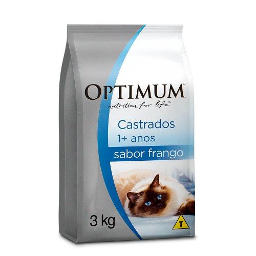 Ração Optimum Frango Gatos Adultos Castrados - 3 Kg