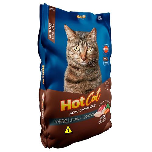 Ração Seca Hot Cat Mix Sem Corantes para Gatos Filhotes e Adultos - 1 Kg