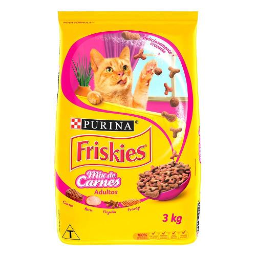 Ração Purina Friskies Mix Carnes Gatos Adultos - 3 Kg