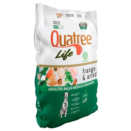 Ração Seca Quatree Life Frango e Arroz Cães Adultos Raças Médias e Grandes - 15 Kg