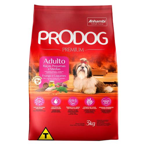 Ração Seca Prodog Frango e Legumes para Cães Adultos Raças Pequenas e Médias - 3 Kg