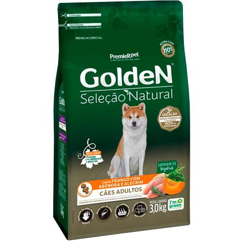Ração Seca PremieR Pet Golden Seleção Natural Frango, Abóbora e Alecrim para Cães Adultos - 3 Kg