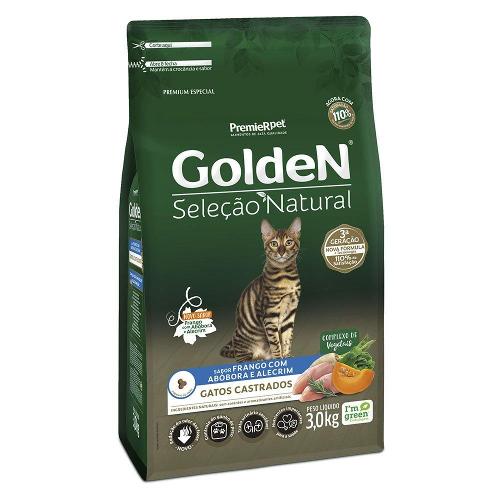 Ração Seca PremieR Pet Golden Seleção Natural Frango, Abóbora e Alecrim para Gatos Castrados - 3 Kg