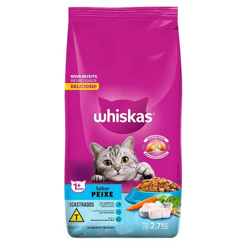 Ração Whiskas Peixe para Gatos Adultos Castrados - 2,7 Kg