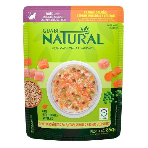 Ração Úmida Guabi Natural Frango, Salmão, Cereias e Vegetais para Gatos - 85 g