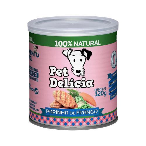Ração Úmida Pet Delícia Natural Papinha de Frango Crescimento Saudável para Cães Filhotes - 320 g