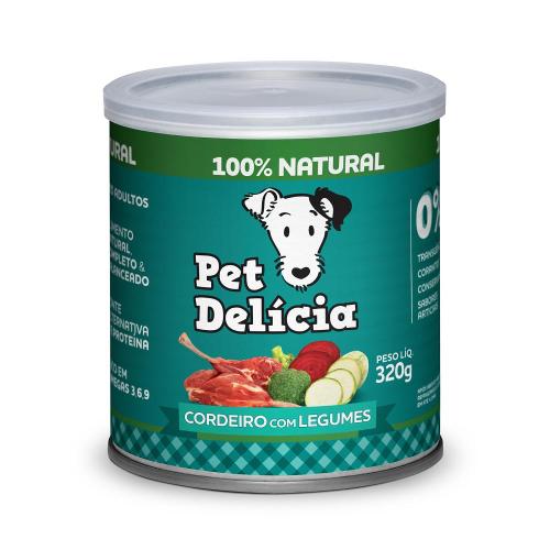 Ração Úmida Pet Delícia Cordeiro com Legumes para Cães Adultos - 320  g