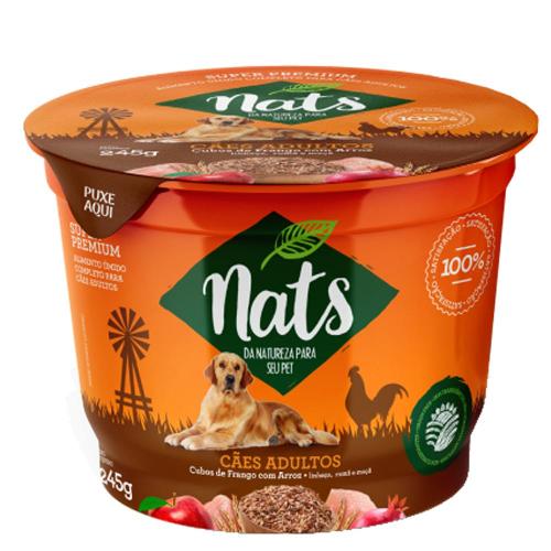 Ração Úmida Nats Cubos de Frango com Arroz para Cães Adultos - 245 g