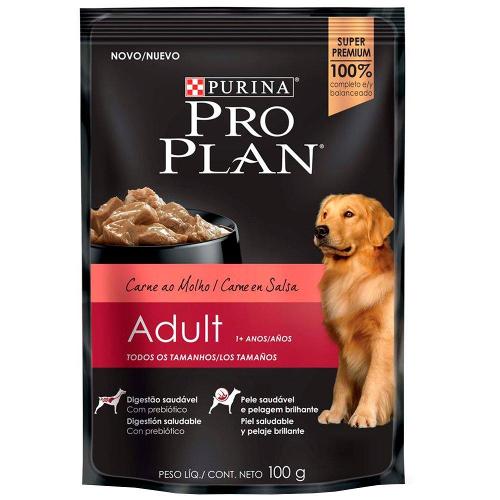 Ração Úmida Nestlé Purina Pro Plan Carne ao Molho Cães Adultos - 100 g