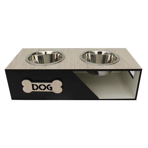 Comedouro Barcelona Preto para Cães e Gatos - Tam. G