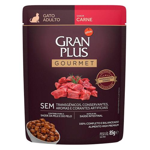 Ração Úmida GranPlus Sachê Gourmet Carne para Gatos Adultos - 85 g