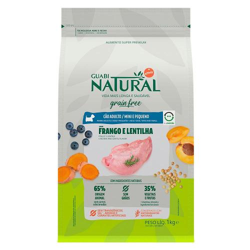 Ração Guabi Natural Grain Free Frango e Lentilha para Cães Adultos Raças Mini e Pequenas - 1 Kg