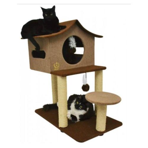Brinquedo Arranhador Casa e Pedestal Marrom e Bege - Tam. Único