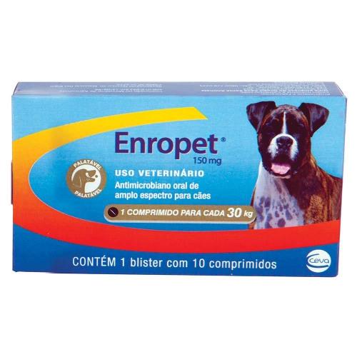Antibiótico Ceva Enropet 150 mg - 10 comprimidos