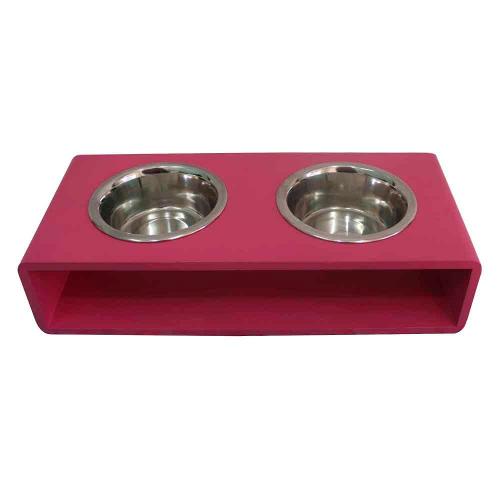 Comedouro Modern Duplo Pink para Cães e Gatos - Tam. G