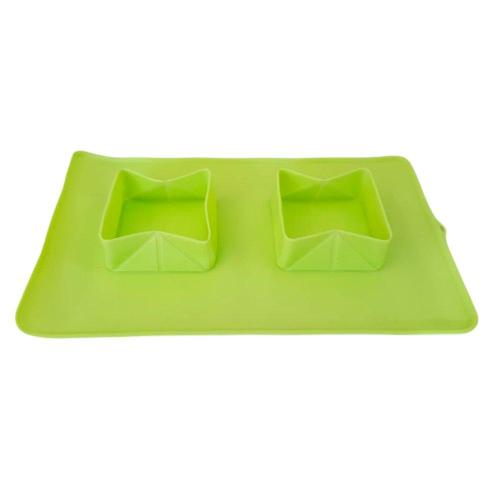 Comedouro e Bebedouro Silicone Quadrado Verde - Tam. Único