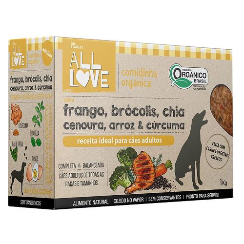 Comidinha Orgânica All Love Frango, Brócolis, Chia, Cenoura, Arroz & Cúrcuma para Cães Adultos