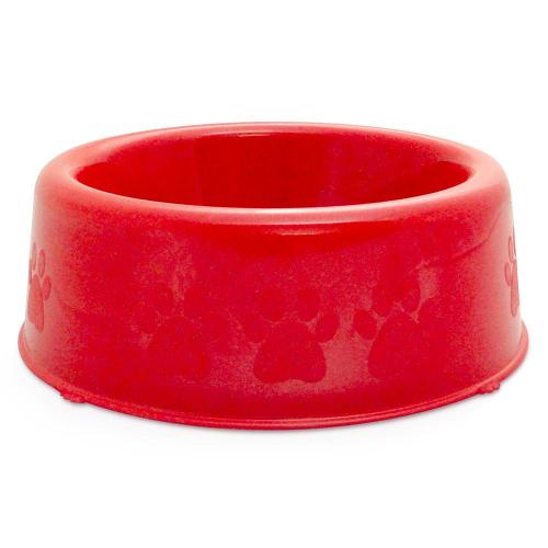Comedouro Plástico Patinhas Vermelho - Tam. M