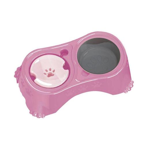 Comedouro Pet Injet Postura Correta Pelos Longos Rosa - Tam. P
